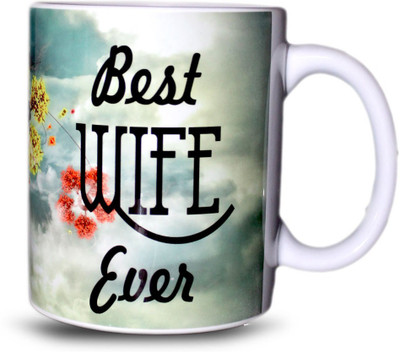 juvixbuy Best Wife Ever Coffee Ceramic Mug(325 ml), Multicolor