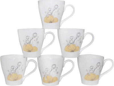 

Pearl TCup Bone China Mug(160 ml, Pack of 6), Multicolor