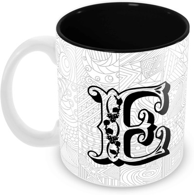 

Tuelip Printed Alphabate "E" Tea And Coffee (350 ML) Ceramic Mug(350 ml), Multicolor