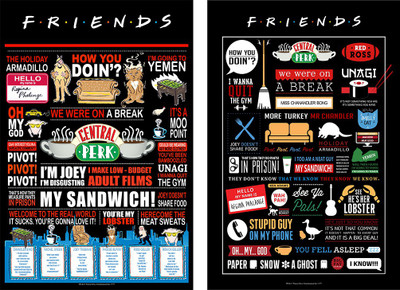 

Official " Friends - TV Series" Gift Set/Birthday Gift/Return Gift - Combo Pack of 2 Posters Without Frame ( Quotes + Infographic ) Licensed by Warner Bros.USA Photographic Paper(18 inch X 12 inch, Rolled)