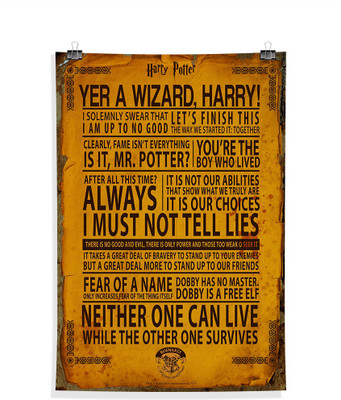

Official "Harry Potter"- Quotes, Wall Decor - Home & Office Poster Print Art [ Frame Not Included ] , licensed by Warner Bros,USA Photographic Paper(18 inch X 12 inch, Rolled)