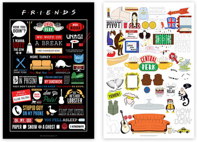 

Official " Friends - TV Series " Gift Set/Birthday Gift/Return Gift - Combo Pack of 2 Posters Without Frame ( Infographic + Doodle ) Licensed by Warner Bros.USA Photographic Paper(18 inch X 12 inch, Rolled)