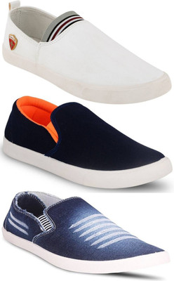 

Clymb Men's Combo Pack Of 3 Slip On Sneakers For Men(Multicolor