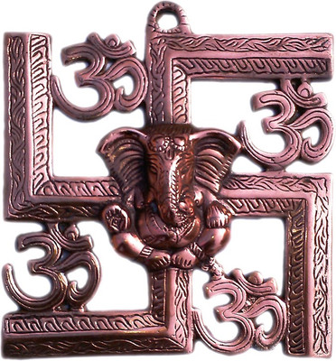 

CraftSmith Swastik Ganesha Metal Wall Hanging Decorative Showpiece - 23 cm(Aluminium, Alloy, Copper, Brown)
