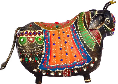 

VedasExports Arlo Cow Medium Decorative Showpiece - 15 cm(Iron, Multicolor)