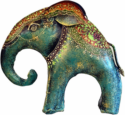 

VedasExports Aston Elephant Green big Decorative Showpiece - 19.5 cm(Iron, Green)