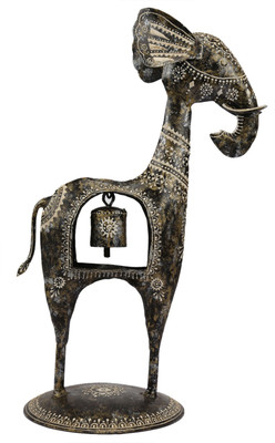 

VedasExports Bell Elephant Big Decorative Showpiece - 32.5 cm(Iron, Brown)