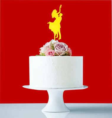 

Naveed Arts  Acrylic cake topper Sticker(Pack of 1, Golden mirror