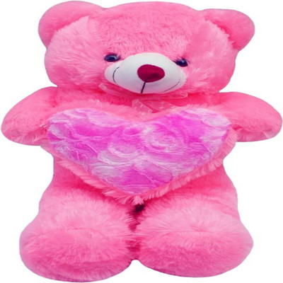 

GVC Toys Cute Pink fur with Pink Rose Heart Teddy Bear - 70 cm(Pink)