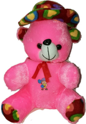 

COST TO COST Pink soft teddy with multicolor cap - 10 inch(Pink)