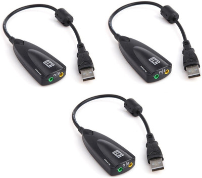 

ReTrack SET OF 3PC Steel Sound 5hv2 7.1 Sound Channel USB2.0 Sound Card USB Adapter(Black)