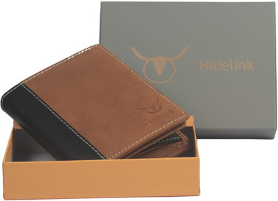 

Hidelink Men Brown Genuine Leather Wallet(6 Card Slots)