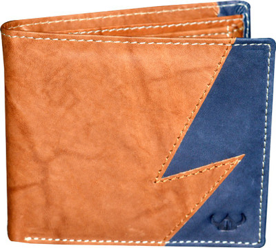 

DHide Designs Men Tan, Blue Genuine Leather Wallet(6 Card Slots), Tannavy
