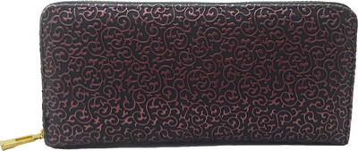 

kittons Girls Black Artificial Leather Wallet(8 Card Slots), Black pink