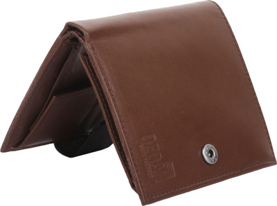 

DEQAN Men Brown Genuine Leather Wallet(10 Card Slots)