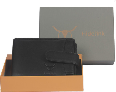 

Hidelink Men Black Genuine Leather Wallet(6 Card Slots)