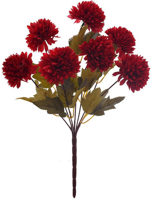 Fourwalls Fourwalls Chrysanthemum Ball Flower Bouquet (49 cm, Red, 7 Branches) Multicolor Assorted Artificial Flower(10 inch, Pack of 1) available at flipkart for Rs.175