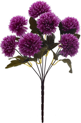 Fourwalls Fourwalls Chrysanthemum Ball Flower Bouquet (49 cm, Dark Purple, 7 Branches) Multicolor Assorted Artificial Flower(10 inch, Pack of 1) available at flipkart for Rs.175