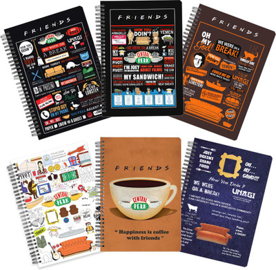 

MC SID RAZZ A5 Notebook(Official "Friends - Tv Series" Gift Set - Combo Pack Of 6 Notebooks ( Infographic + Orange + Doodle + Quotes + Sofa + Central Perk) , Licensed By Warner Bros, USA, Multicolor, Pack of 6)