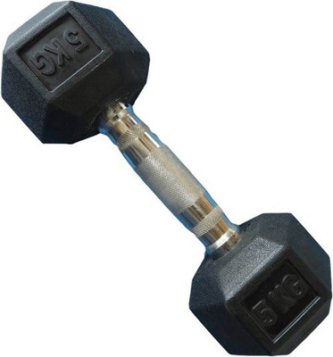 

Glaze 5kg Single Rubber Black Hexagon Fixed Weight Dumbbell(5 kg)