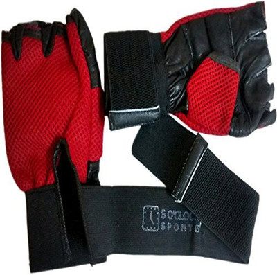 

5 O'Clock Sports Gym Gloves With Wrist Support - Red - Free Size Gym & Fitness Gloves (Free Size, Red)