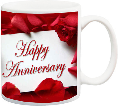

Stylotrendz Happy Anniversary Red Roses Theme Print Ceramic Mug(325 ml), White