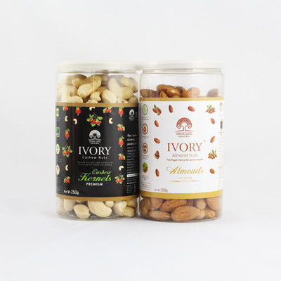 

Ivory Pack of 2 Cashew and Almonds Nuts Cashews, Almonds(500 g, Mason Jar)