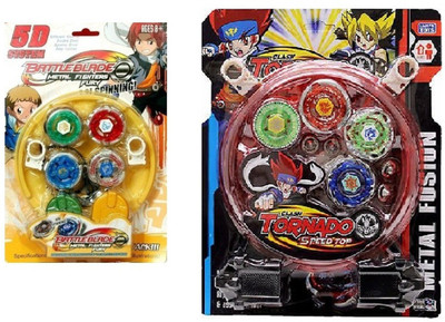 

Mahvi Toys 5D System Battle Blade Metal Fighter Fury & Clash Tornado Speed Stadium beyblade ( 2 Pcs)(Multicolor)
