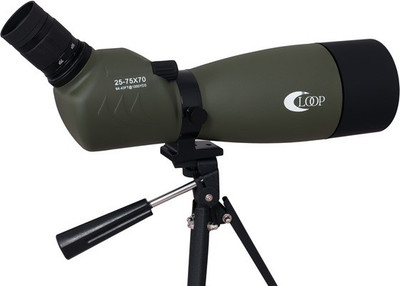 loop 25-75x70 Outdoor Shooting Hunting Waterproof Spotting Scopes Bird Watching Scope Telescopes Bak4 Prisms FMC with Tripod and Phone Adapter Reflecting Telescope(Manual Tracking)