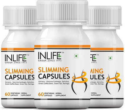 

Inlife INLIFE Slimming Garcinia Cambogia, Green Coffee Bean, Green Tea, Spirulina, Moringa Supplement for Men & Women 500 mg - 60 Veg Capsules (3-Pack)(3 No)