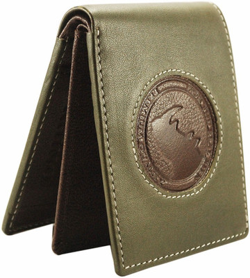 

the rhino Men Green Genuine Leather Wallet(8 Card Slots), Light green & brown