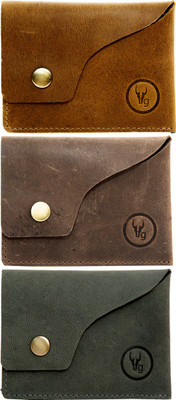 

hidegear Men Tan, Brown, Grey Genuine Leather Card Holder(8 Card Slots), Brown;grey;tan