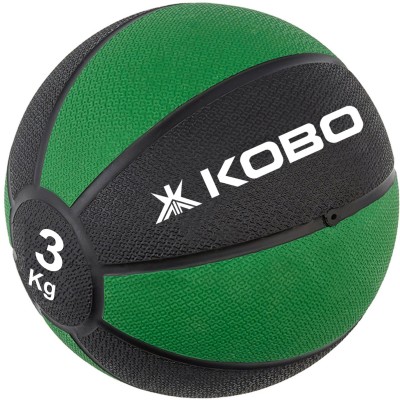 KOBO 3 Kg Training - Slam with Easy-Grip Textured Surface and Ultra-Durable Rubber Shell (Imported) Medicine Ball(Weight:  3 Kg, Green, Black)