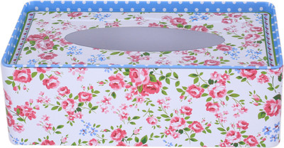 

WISHPOOL 1 Compartments TIN Tissue Box Holder (FLORAL PINK)(Pink)