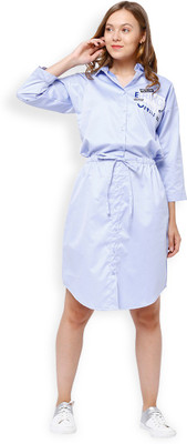 Tokyo Talkies Women Shirt White, Blue Dress