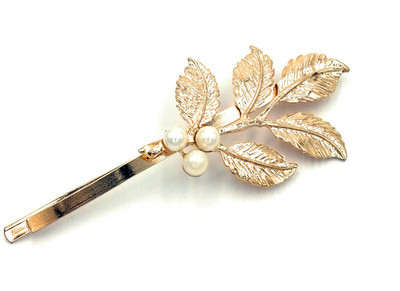 

Savii Leaf Pearl Hair Pin(Gold)