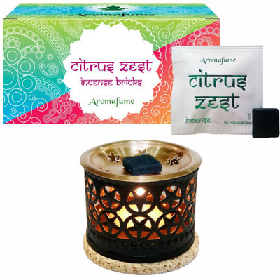

Aromafume Citrus Zest Incense Bricks (Small) & Star Exotic Incense Diffuser Fresh Agarbattis(8 Units)