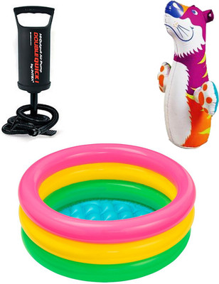 INTEX ® Original Inflatable 2ft Water Tub Kids SwimmingPool With Lion Hitme Bounce Back Toy & Hand Pump Inflatable Swimming Pool(Multicolor)