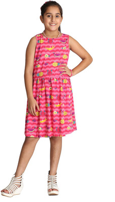 

Paul & doll Girls Midi/Knee Length Casual Dress(Multicolor, Sleeveless
