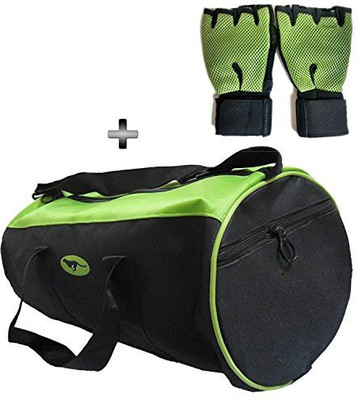 5 O'Clock Sports Green and Black Gym Bag and Gym Gloves Combo Pack For Men|Women A Must Have Gym Bag Combo Kit For Boy's Girl's Fitness Gym & Fitness Kit