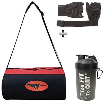 

5 O'Clock Sports ym Bag , Gloves and Shaker Bottle Combo Pack For Men|Women A Must Have Gym Bag Combo Kit For Boy's Girl's Fitness Gym & Fitness Kit