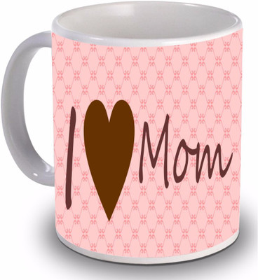 

New Star Light India I Love You Mom Printed Pink & Brown Color Coffee Ceramic Mug(350 ml)
