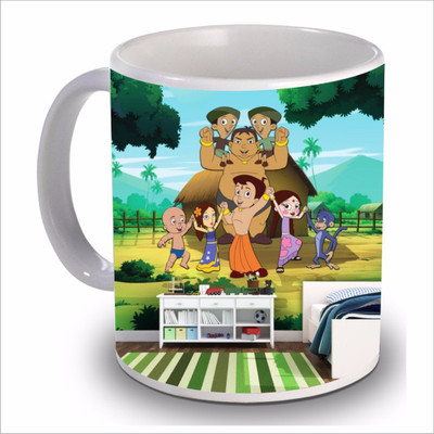 

New Star Light India Chhota Bheem Team Design Printed Green Coffee Ceramic Mug(350 ml)
