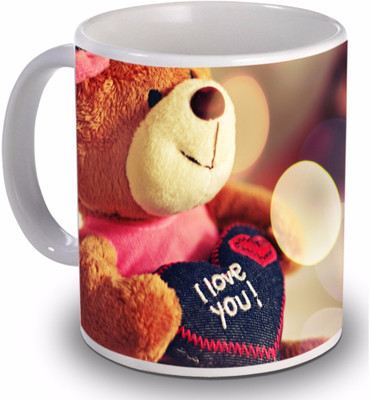 

New Star Light India I Love You Teddy Bear Print Coffee Ceramic Mug(350 ml), Brown