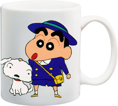 

Stylotrendz Cartoon Character Shinchan and his pet dog printed Ceramic Mug(325 ml), White