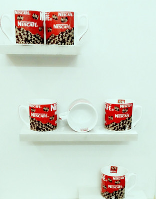 

paramount crockery Nescafe Red Ceramic Mug(100 ml, Pack of 6), Multicolor
