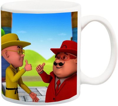 

Stylotrendz Children Favorite Cartoon Motu and Patlu Ceramic Mug(325 ml), White