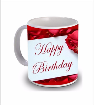 

New Star Light India Simple Flower Design Birthday Red & White Color Coffee Ceramic Mug(350 ml)