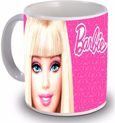 

New Star Light India Barbie Face Printed Dark Pink Color Coffee Ceramic Mug(350 ml)