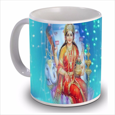 

New Star Light India Goddess Lakshmi Elegant Statue Design Blue Coffee Ceramic Mug(350 ml)
